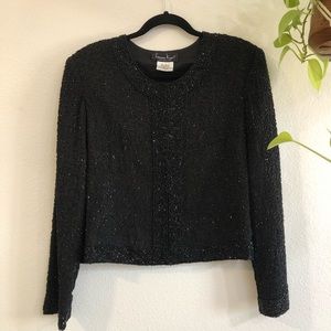 Laurence Kazar | black beaded top jacket cardigan